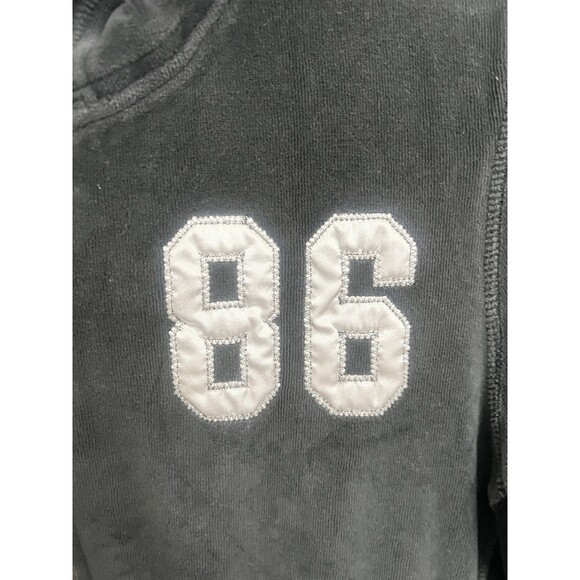 Victoria’s Secret Black Hoodie Medium Velour Jacket Vintage Y2K University Pink - Picture 4 of 5